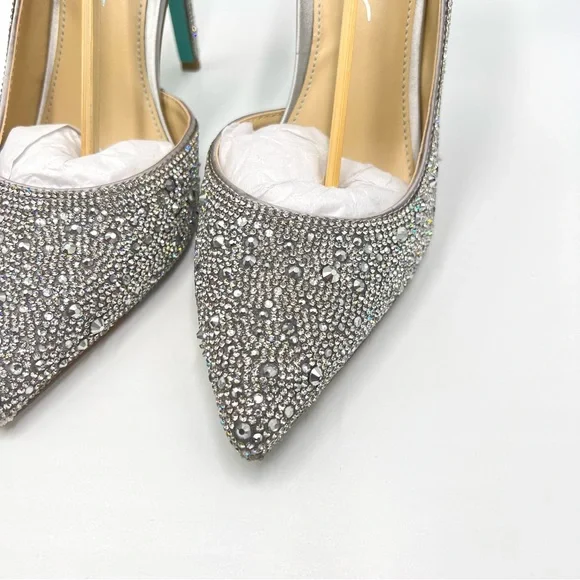 Betsey Johnson Women's SB Hazil Jeweled Silver Stiletto Heels Pumps Shoes 9 - Picture 6 of 15